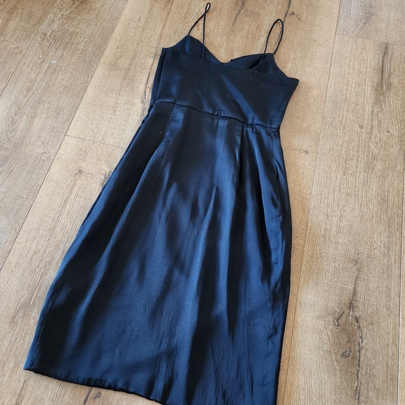 Banana Republic black satin drape front black tie formal dress sz 0 wedding - Picture 7 of 9